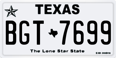 TX license plate BGT7699