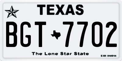 TX license plate BGT7702