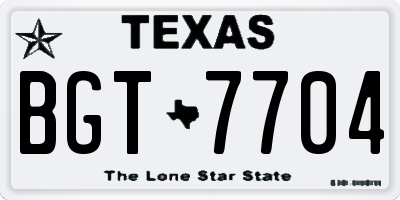 TX license plate BGT7704