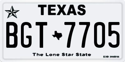 TX license plate BGT7705