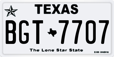 TX license plate BGT7707