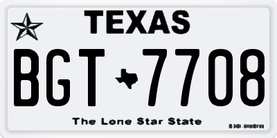 TX license plate BGT7708