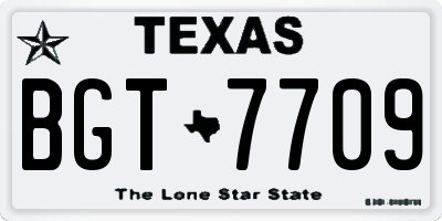 TX license plate BGT7709