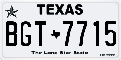 TX license plate BGT7715