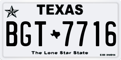 TX license plate BGT7716