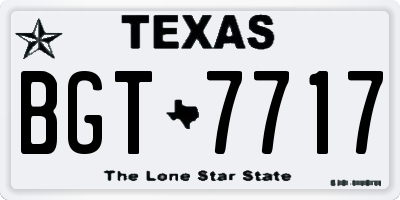 TX license plate BGT7717