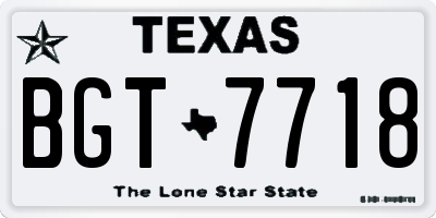 TX license plate BGT7718