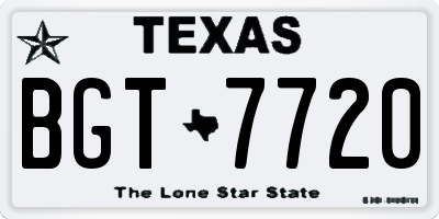 TX license plate BGT7720