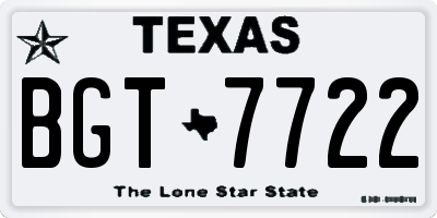 TX license plate BGT7722
