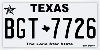 TX license plate BGT7726