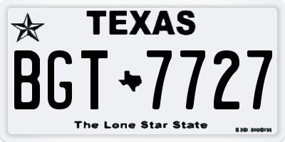 TX license plate BGT7727