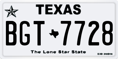 TX license plate BGT7728