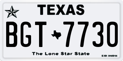 TX license plate BGT7730