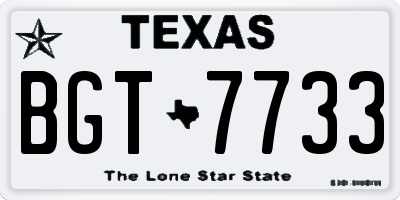 TX license plate BGT7733