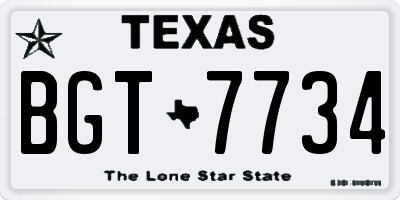 TX license plate BGT7734