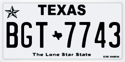 TX license plate BGT7743