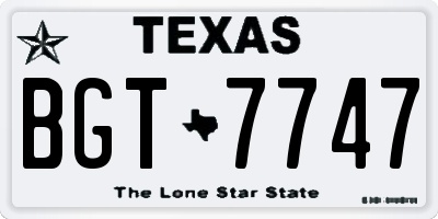 TX license plate BGT7747