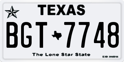 TX license plate BGT7748