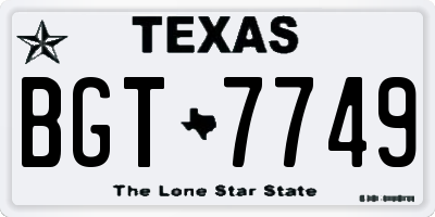 TX license plate BGT7749