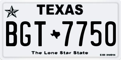 TX license plate BGT7750