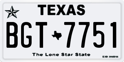 TX license plate BGT7751