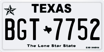 TX license plate BGT7752