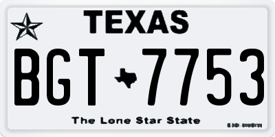 TX license plate BGT7753