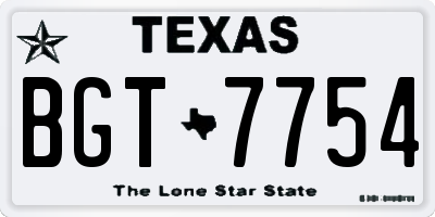 TX license plate BGT7754