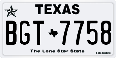 TX license plate BGT7758