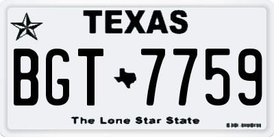 TX license plate BGT7759