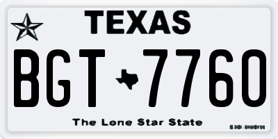 TX license plate BGT7760