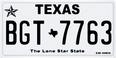 TX license plate BGT7763