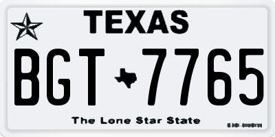 TX license plate BGT7765