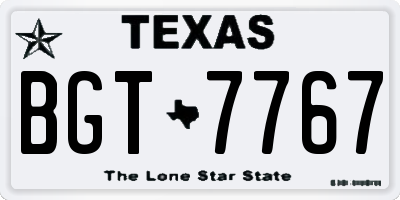 TX license plate BGT7767