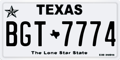 TX license plate BGT7774