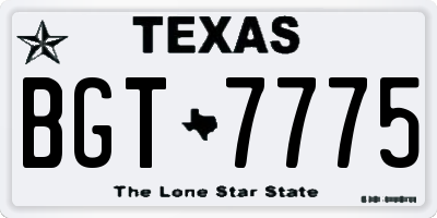 TX license plate BGT7775