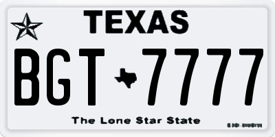TX license plate BGT7777