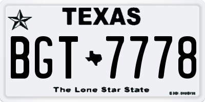 TX license plate BGT7778