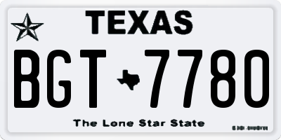 TX license plate BGT7780