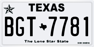 TX license plate BGT7781