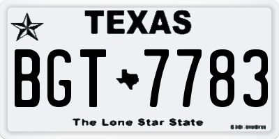 TX license plate BGT7783