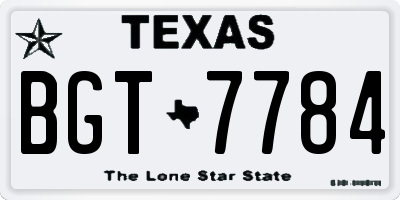 TX license plate BGT7784