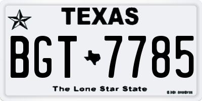 TX license plate BGT7785