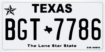 TX license plate BGT7786