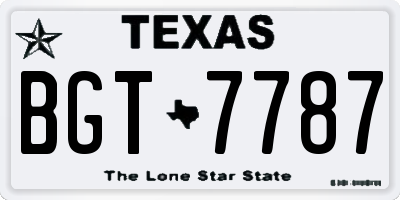 TX license plate BGT7787