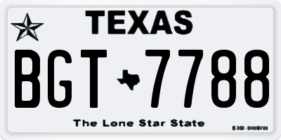 TX license plate BGT7788
