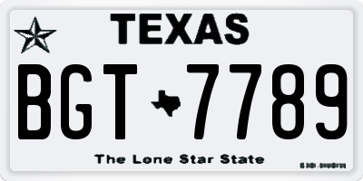 TX license plate BGT7789
