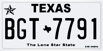 TX license plate BGT7791