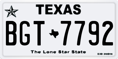 TX license plate BGT7792