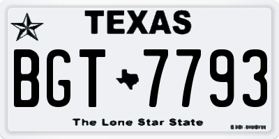 TX license plate BGT7793